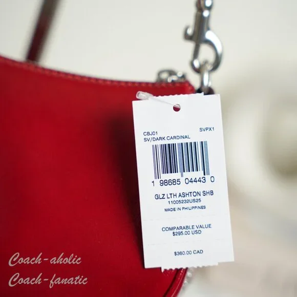 Coach CBJ01 Ashton Leather Shoulder Bag Crossbody in Dark Cardinal - Picture 6 of 11